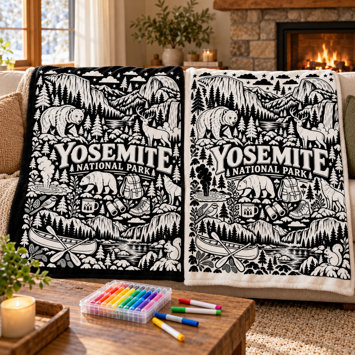 Yosemite National Park Coloring Blanket
