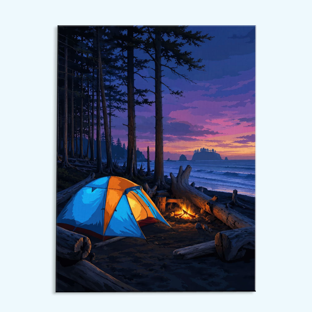 絵画　camp Olympic Coast Campfire | Paint by Numbers Kit – Wander Painting
