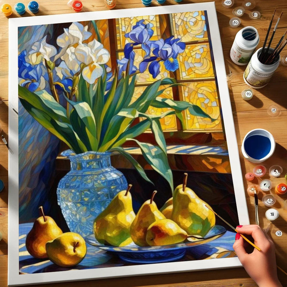 Still Life with Irises and Pears | Paint by Numbers Kit
