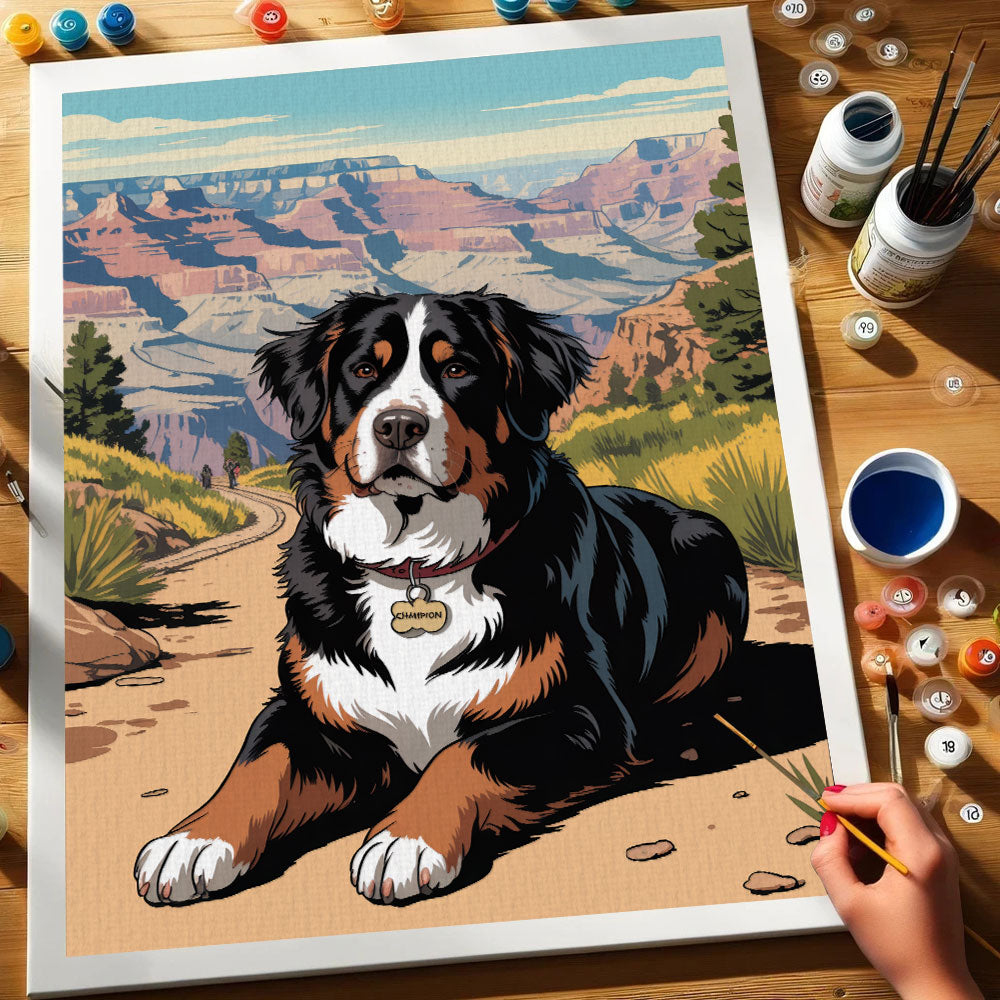Grand Canyon NP - Bernese Mountain Dog | Paint by Numbers Kit