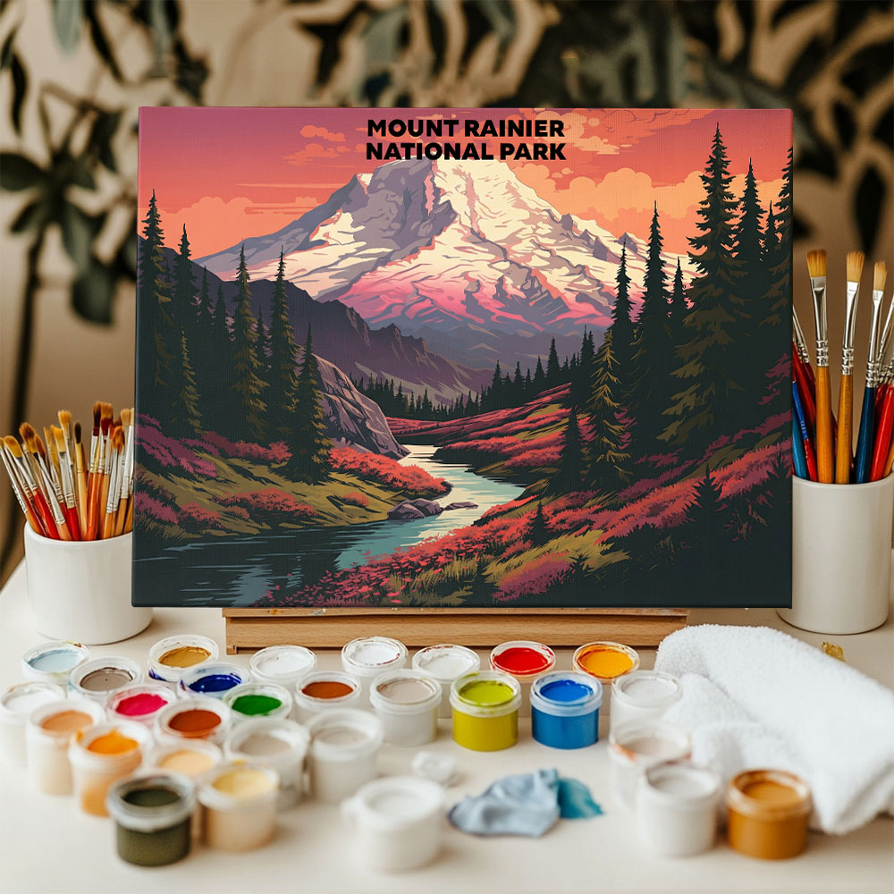 Mount Rainier Park - Landscape | Paint by Numbers Kit