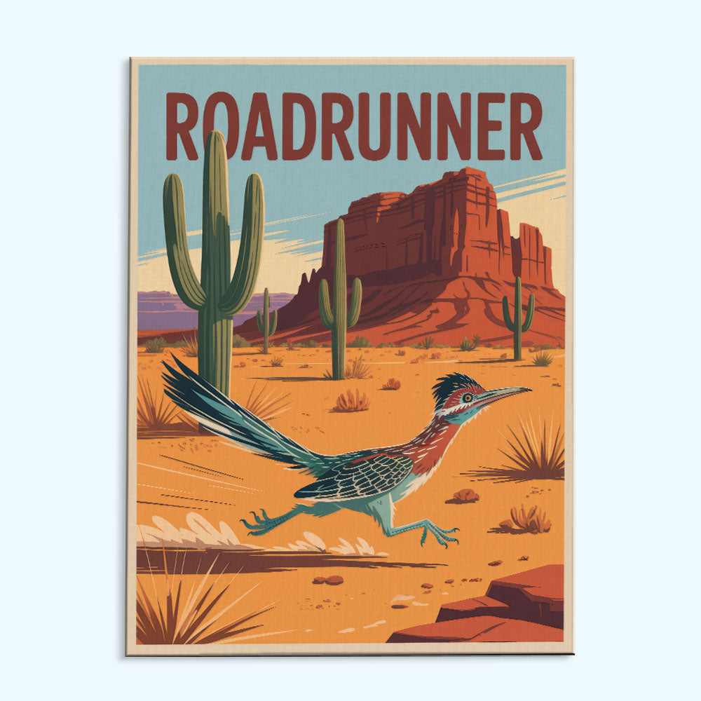 Roadrunner – Tierwelt des Nationalparks | Malen nach Zahlen-Set, image size:1000x1000