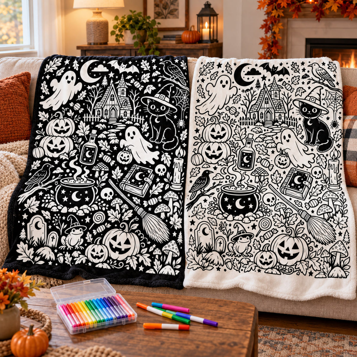 Halloween Coloring Blanket