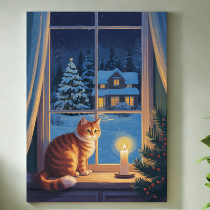 Winter Window Cat | Mini Paint by Numbers Kit