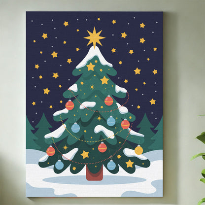 Starry Night Christmas Tree | Mini Paint by Numbers Kit