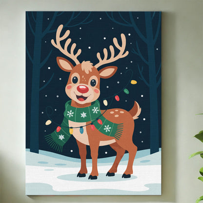 Reindeer with Christmas Lights | Mini Paint by Numbers Kit