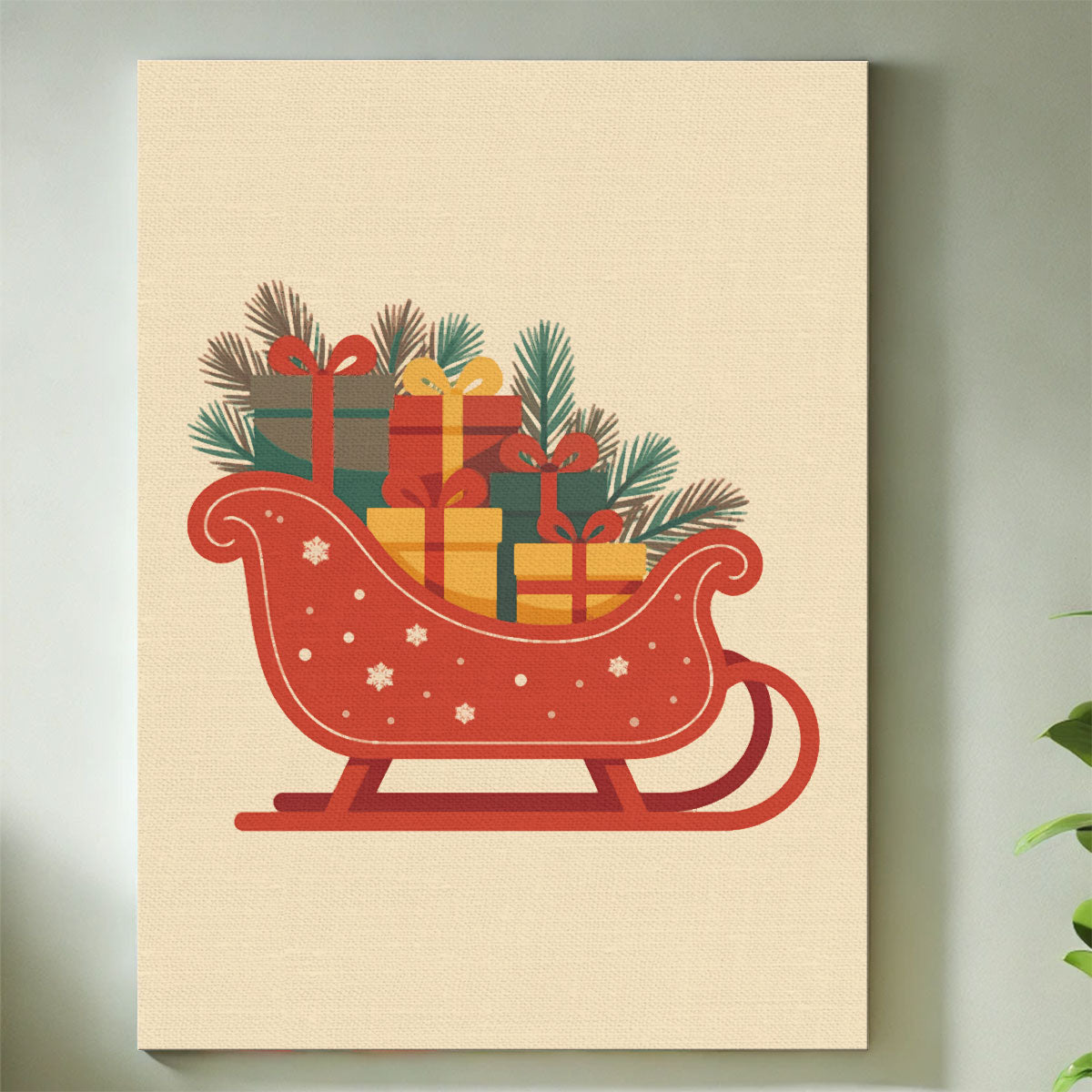 Red Sleigh with Gifts | Mini Paint by Numbers Kit