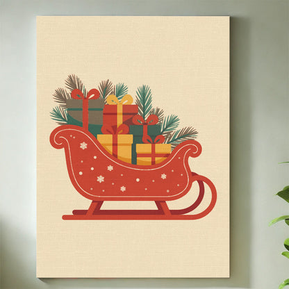 Red Sleigh with Gifts | Mini Paint by Numbers Kit