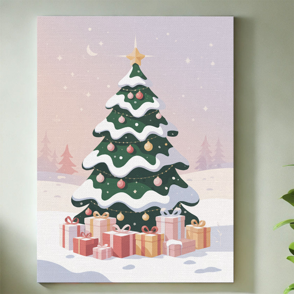 Pinky Snowy Christmas Tree | Mini Paint by Numbers Kit
