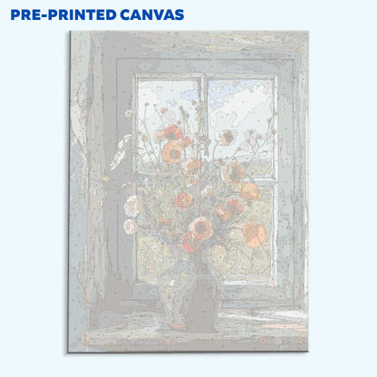 Wildflowers on a Rustic Windowsill | Paint by Numbers Kit