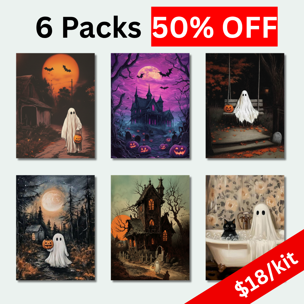 6 Packs Spooky Halloween | Paint by Numbers Kit