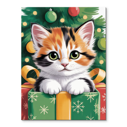 Christmas Kitten Surprise | Mini Paint by Numbers Kit