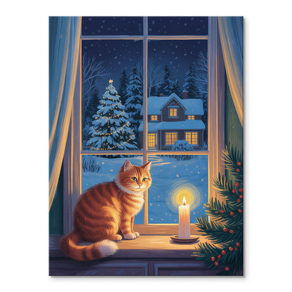 Winter Window Cat | Mini Paint by Numbers Kit