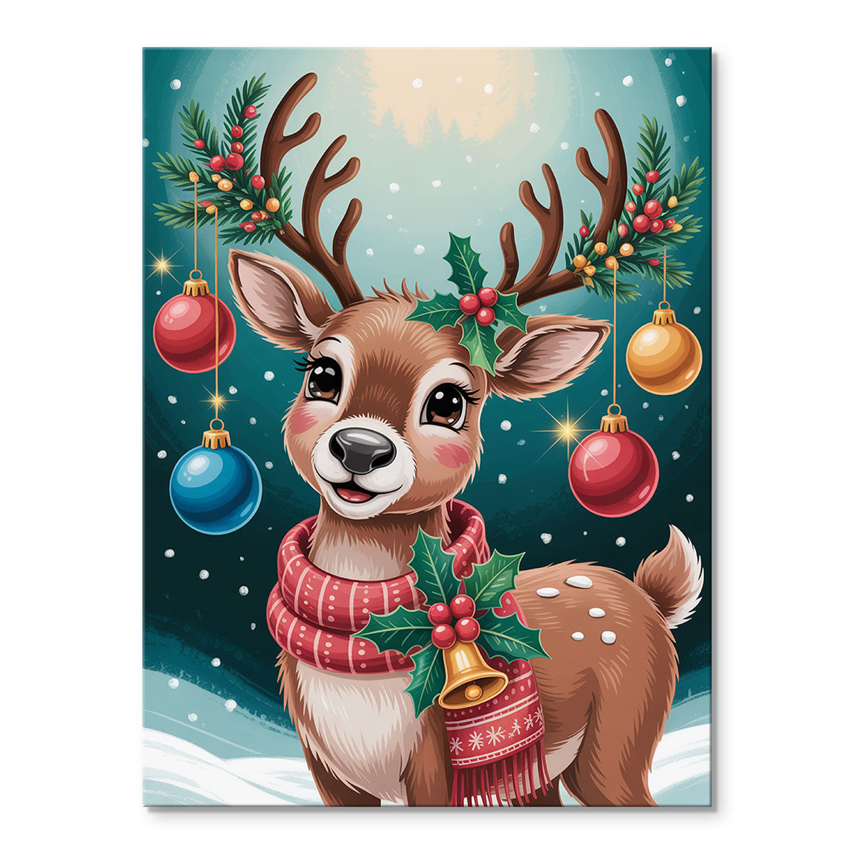 Festive Reindeer  | Mini Paint by Numbers Kit