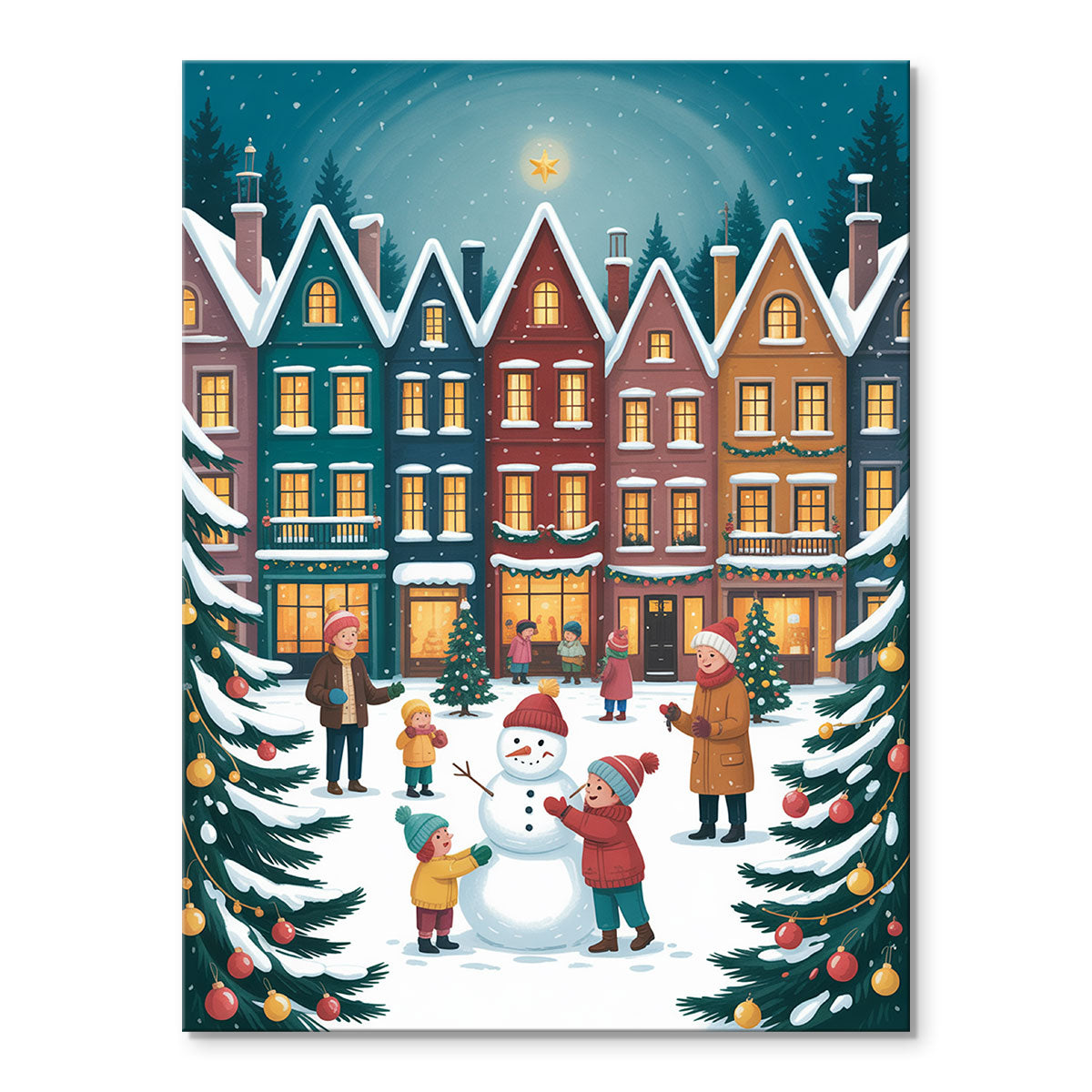 Cozy Winter Town Square | Mini Paint by Numbers Kit