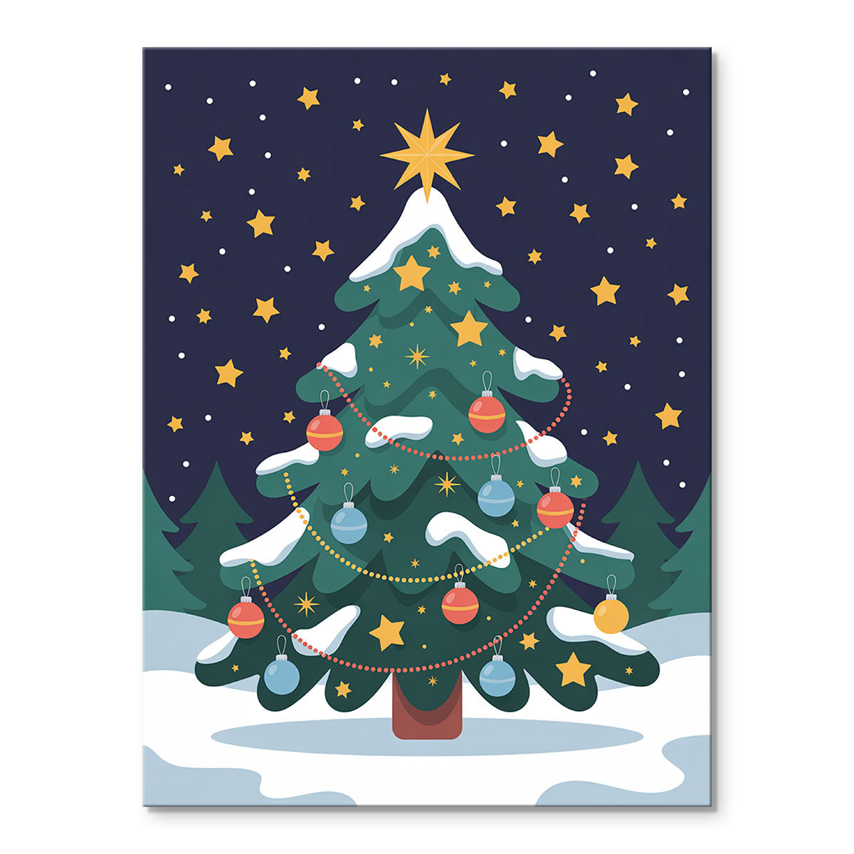 Starry Night Christmas Tree | Mini Paint by Numbers Kit