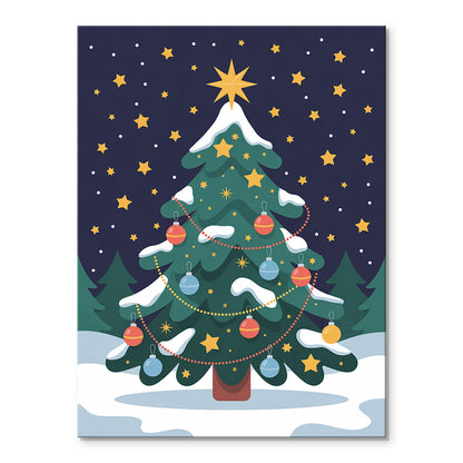 Starry Night Christmas Tree | Mini Paint by Numbers Kit