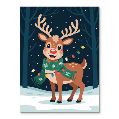 Reindeer with Christmas Lights | Mini Paint by Numbers Kit