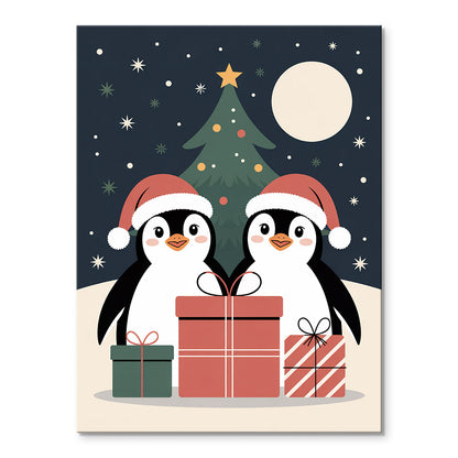 Holiday Penguin Presents | Mini Paint by Numbers Kit