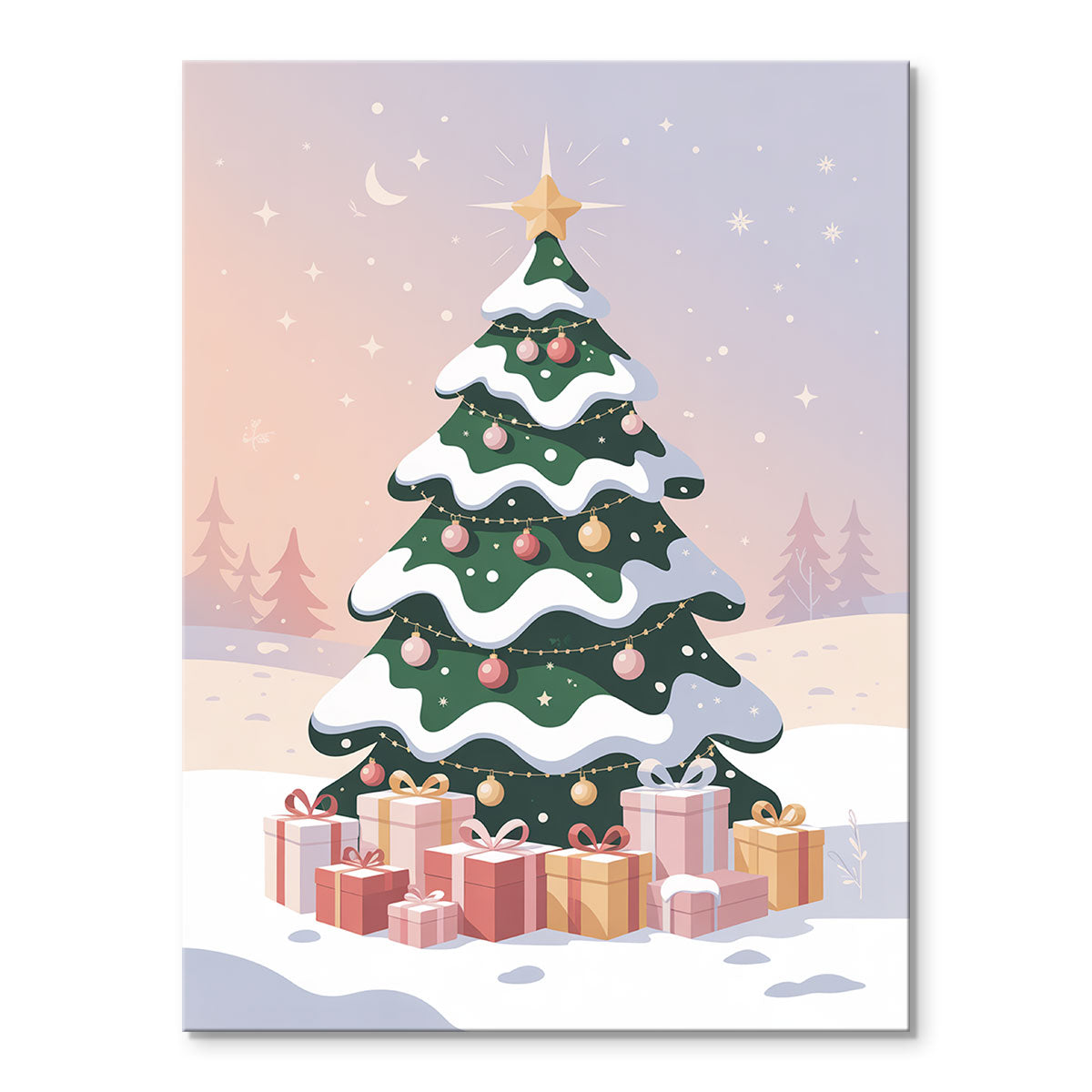 Pinky Snowy Christmas Tree | Mini Paint by Numbers Kit