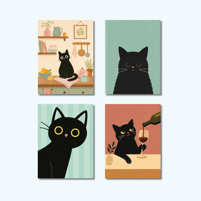 Set 4 of Cute Cat Mini 4 | Mini Paint by Numbers Kit
