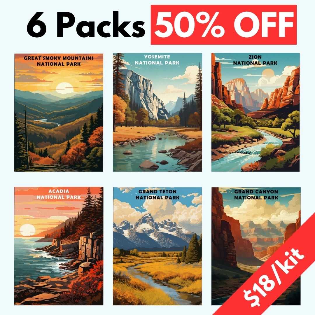 6 Packs National Parks | Paint by Numbers Kit