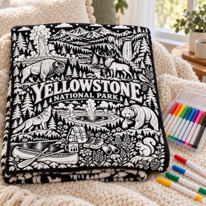 Yellowstone National Park Coloring Blanket