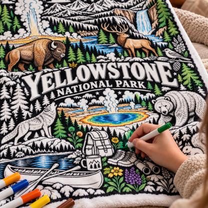 Yellowstone National Park Coloring Blanket