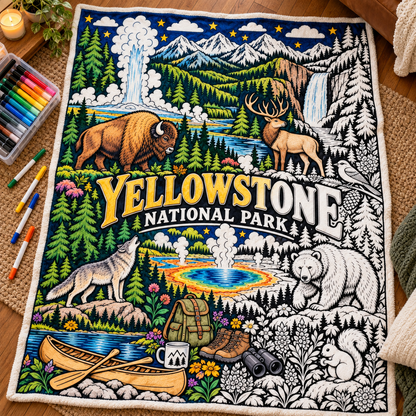 Yellowstone National Park Coloring Blanket
