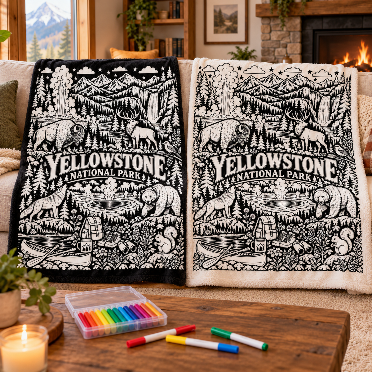 Yellowstone National Park Coloring Blanket