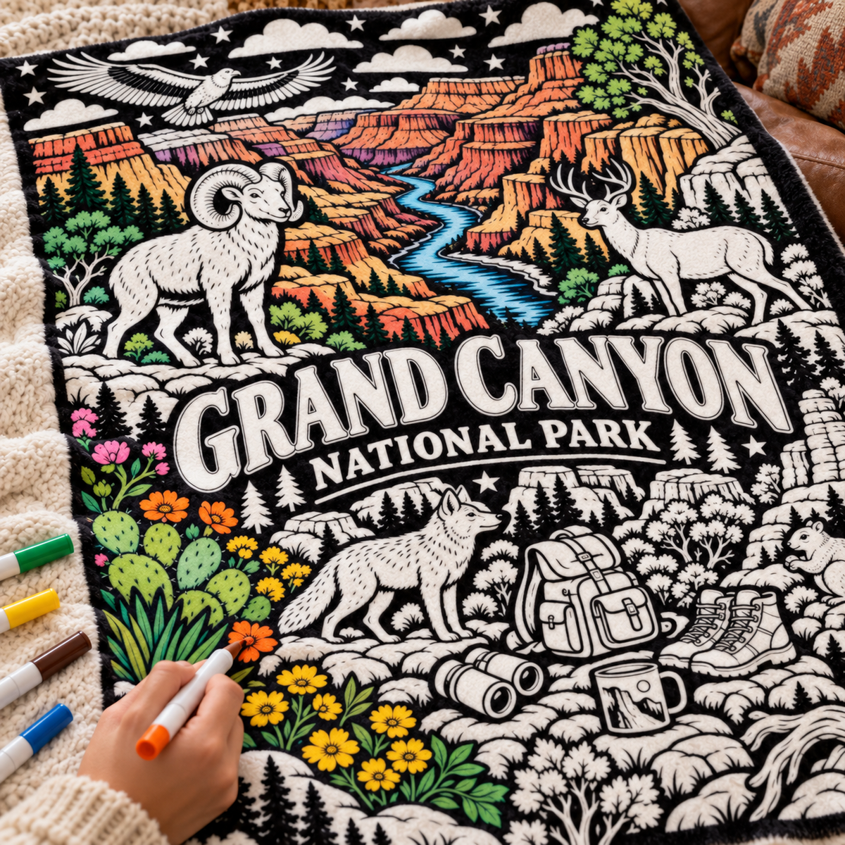 Grand Canyon National Park Coloring Blanket