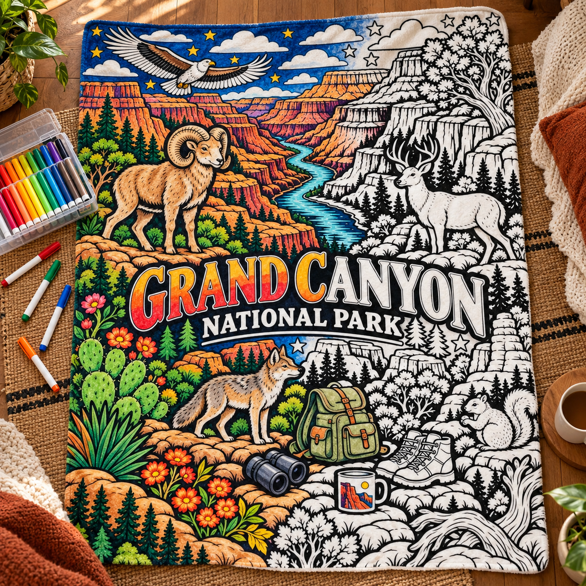 Grand Canyon National Park Coloring Blanket