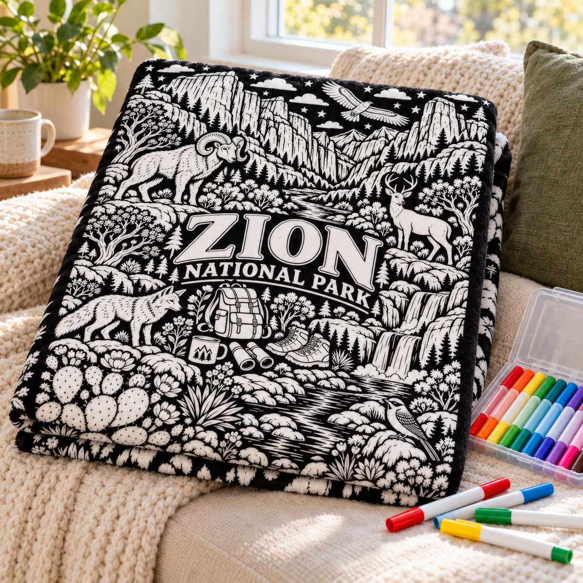 Zion National Park Coloring Blanket