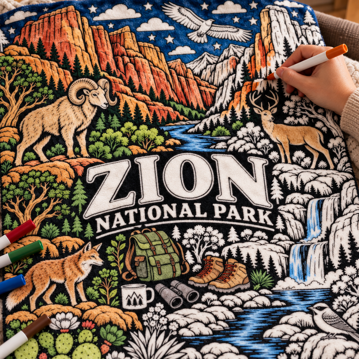 Zion National Park Coloring Blanket
