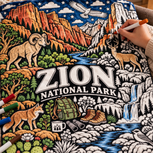 Zion National Park Coloring Blanket