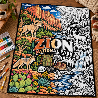 Zion National Park Coloring Blanket