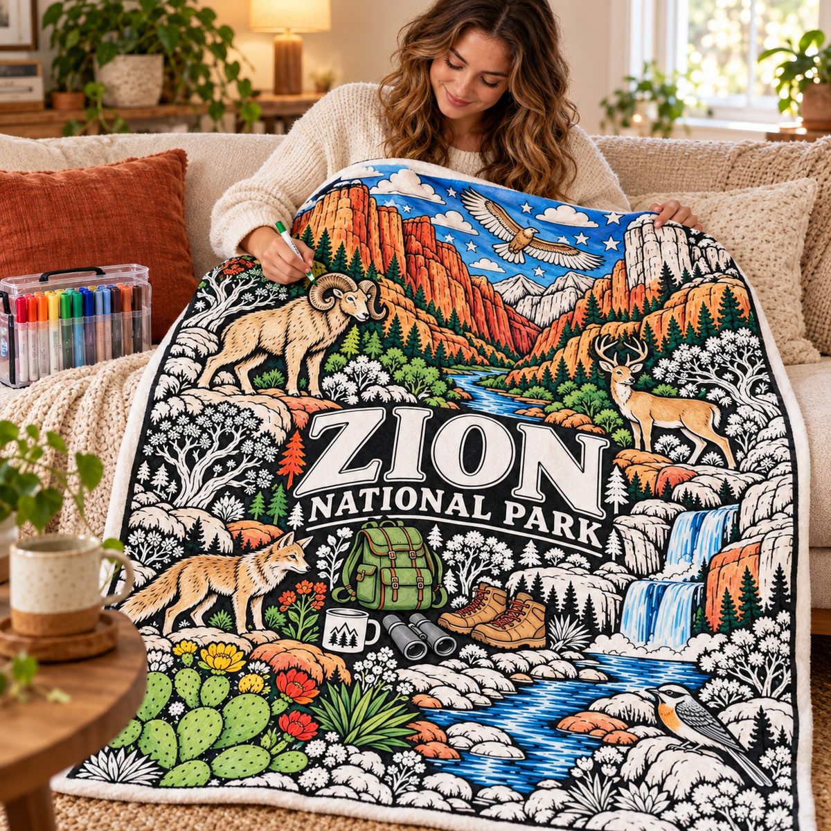 Zion National Park Coloring Blanket