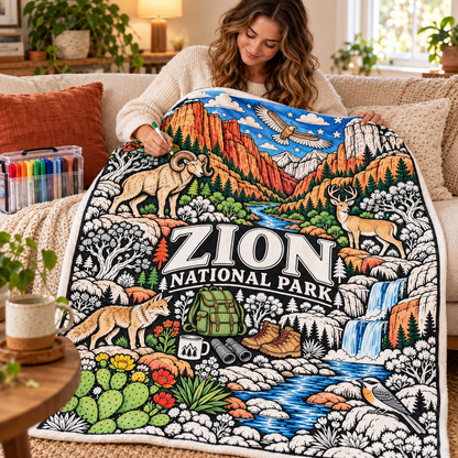 Zion National Park Coloring Blanket