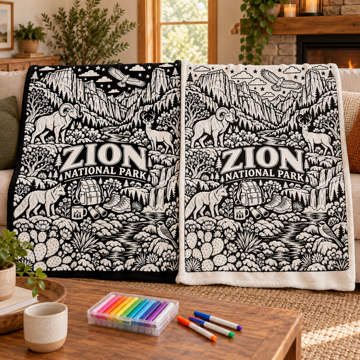 Zion National Park Coloring Blanket