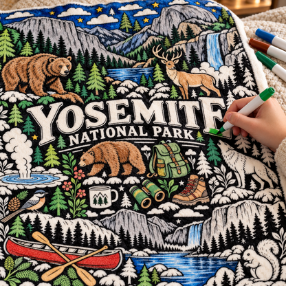 Yosemite National Park Coloring Blanket