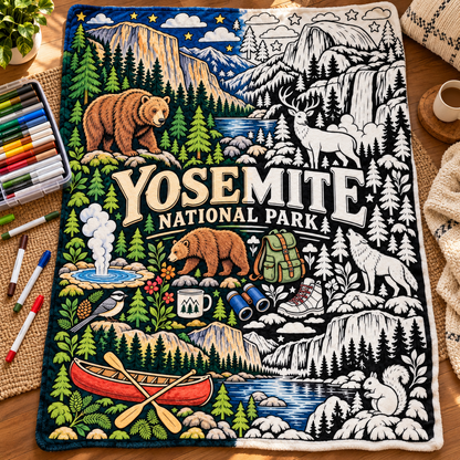 Yosemite National Park Coloring Blanket