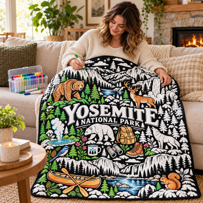 Yosemite National Park Coloring Blanket