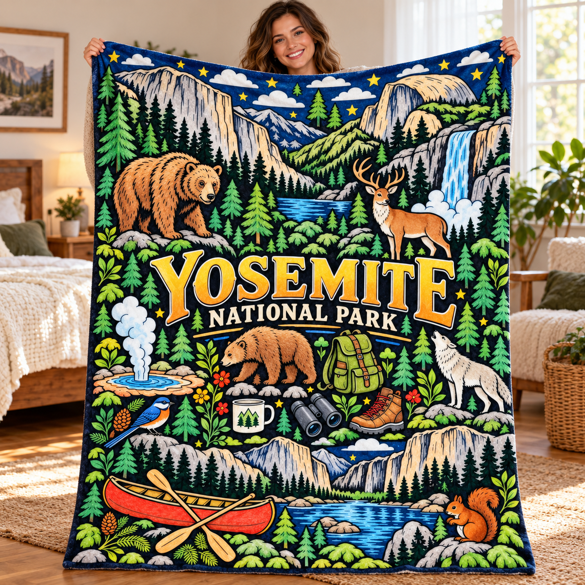 Yosemite National Park Coloring Blanket