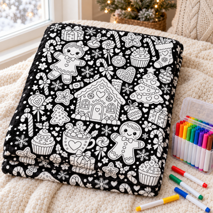 Gingerbread Christmas Coloring Blanket