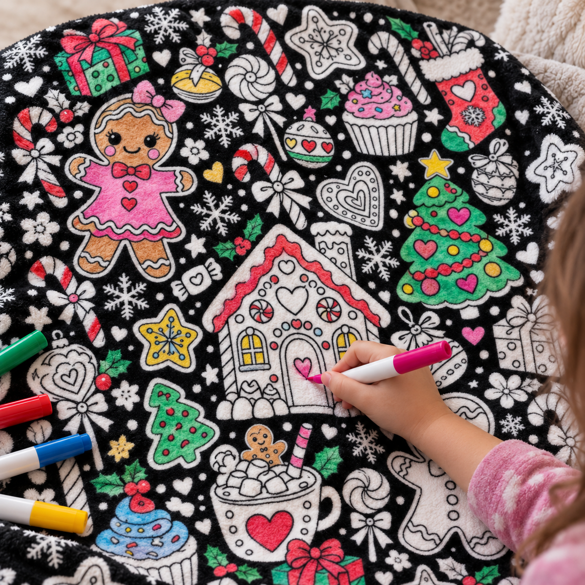 Gingerbread Christmas Coloring Blanket