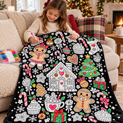 Gingerbread Christmas Coloring Blanket
