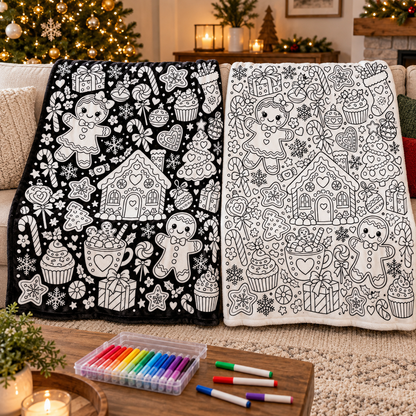 Gingerbread Christmas Coloring Blanket