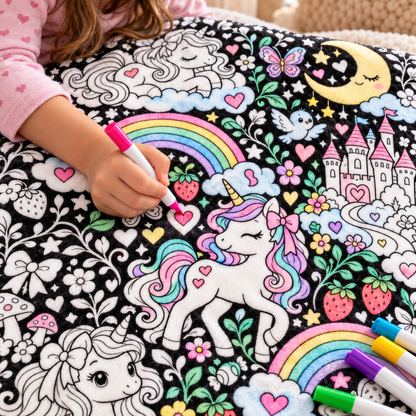 Unicorn Christmas Coloring Blanket