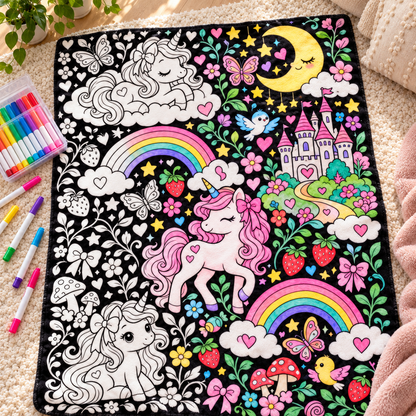 Unicorn Christmas Coloring Blanket