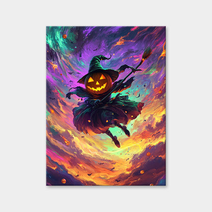 Pumpkin Witch Diamond Painting